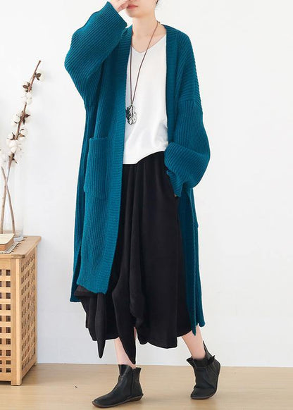 Oversized Spring Knit Sweat Tops Oversize Blue Side Open Knitted Cardigans