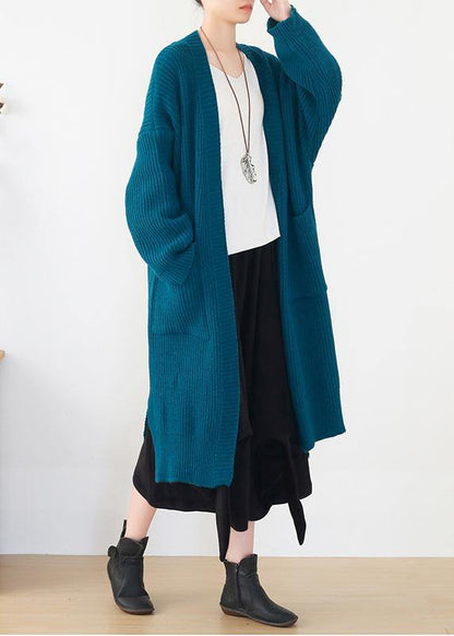 Oversized Spring Knit Sweat Tops Oversize Blue Side Open Knitted Cardigans