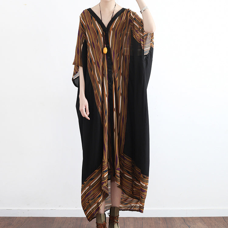 Oversized Yellow Chiffon Caftans Beach Dresses Long Causal Dresses Gown Flowy