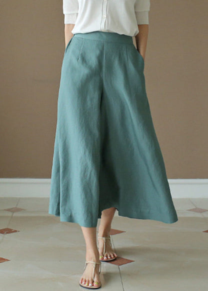 Peacock Blue Elastic Waist Wide Leg Pants