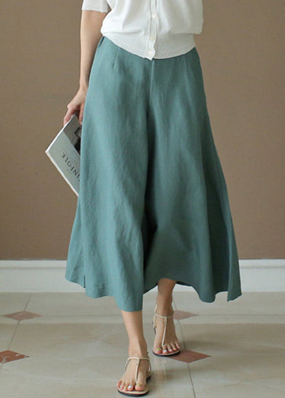 Peacock Blue Elastic Waist Wide Leg Pants