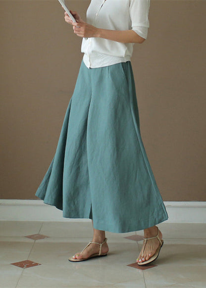 Peacock Blue Elastic Waist Wide Leg Pants