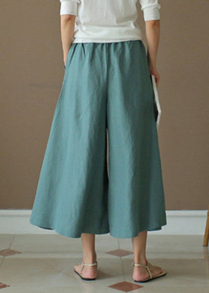 Peacock Blue Elastic Waist Wide Leg Pants