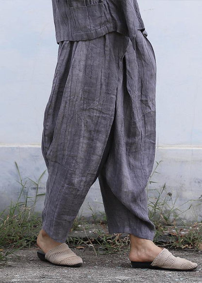 Personality Linen Gray Pants Loose Autumn Pants