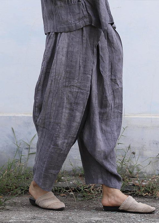 Personality Linen Gray Pants Loose Autumn Pants
