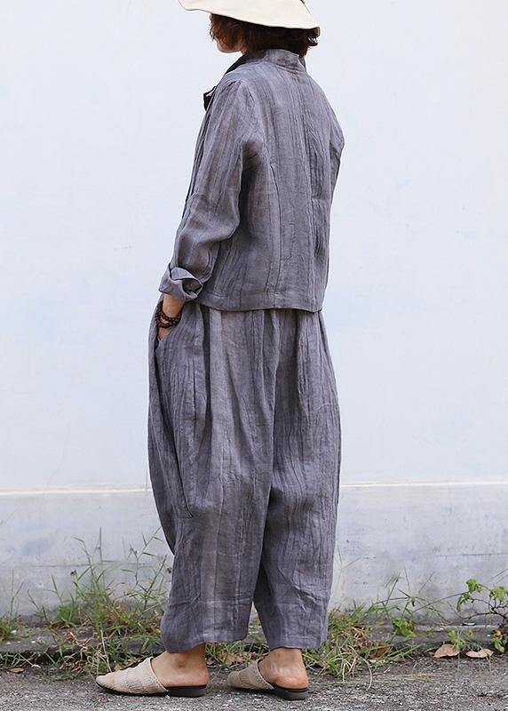 Personality Linen Gray Pants Loose Autumn Pants