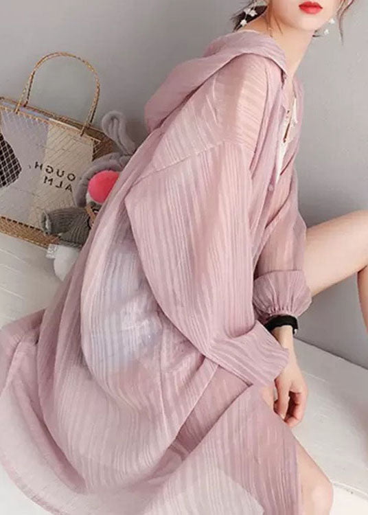 Pink Button Silk Cardigan Long Sleeve
