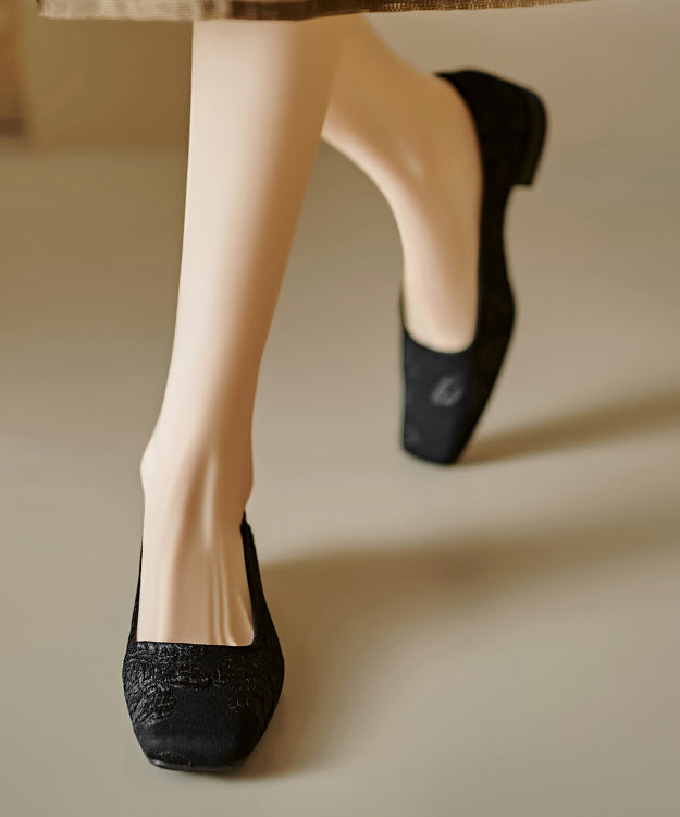 Pink Cotton Fabric Splicing Flats Embroidered