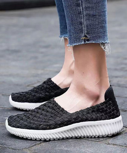 Pink Flat Shoes Knit Fabric Handmade Splicing Soolinen Shoes-20251