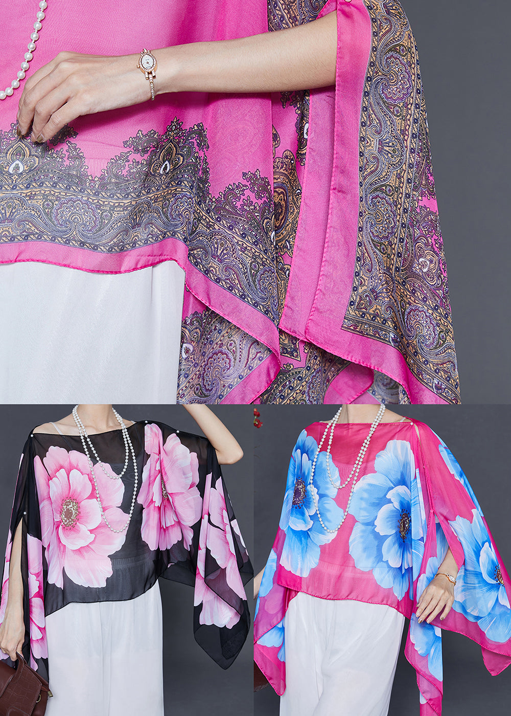 Pink Chiffon Blouse Tops Asymmetrical Design Summer