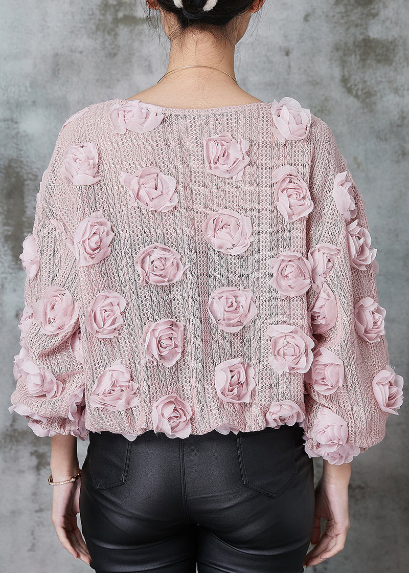 Pink Knit Cozy Shirt Nail Bead Spring