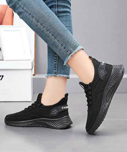 Pink Lace Up Splicing Breathable Mesh Flat Sport Shoes