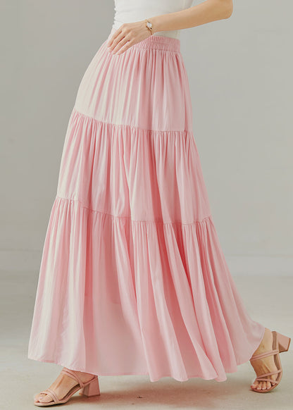 Pink Patchwork Cotton a Line Skirts Exra Large Hem Spring