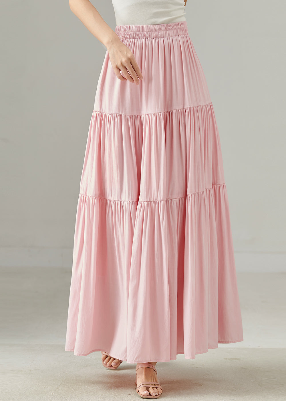 Pink Patchwork Cotton a Line Skirts Exra Large Hem Spring