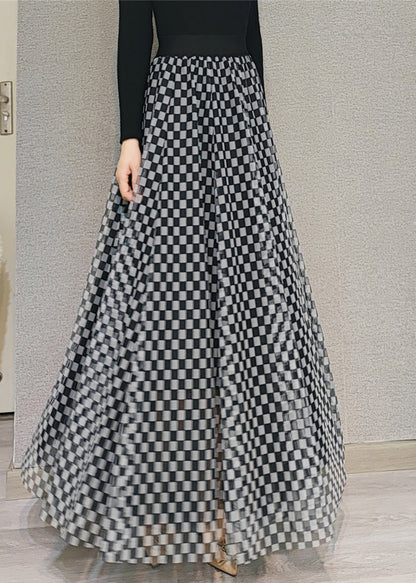Plaid High Waist Tulle a Line Skirts Spring