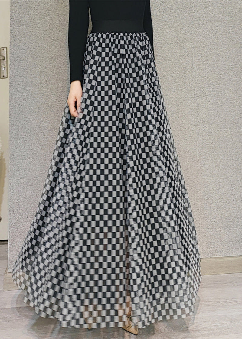 Plaid High Waist Tulle a Line Skirts Spring