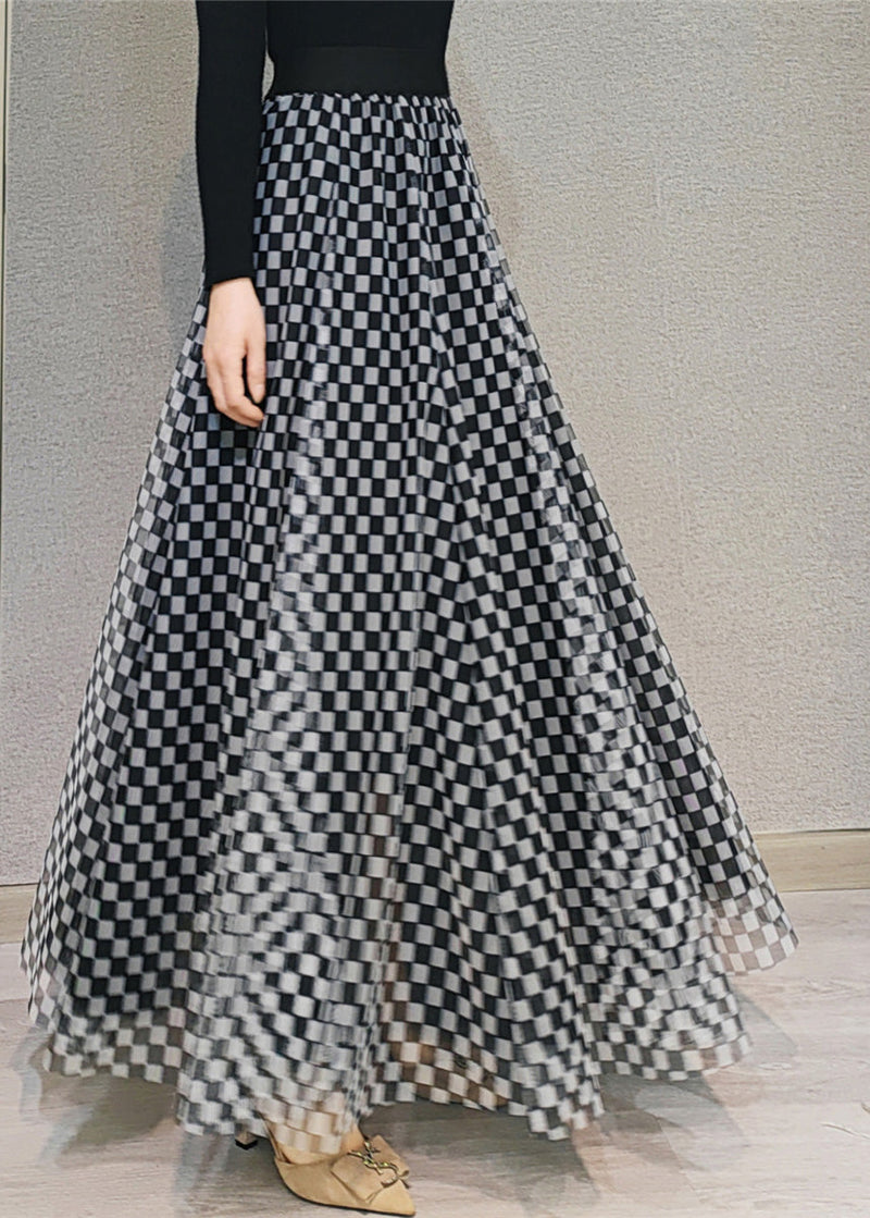 Plaid High Waist Tulle a Line Skirts Spring