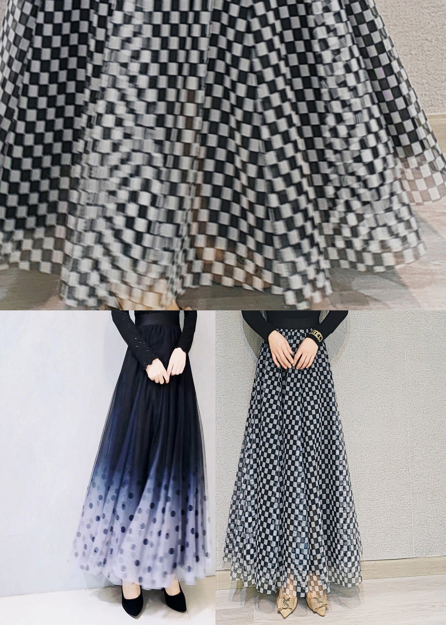 Plaid High Waist Tulle a Line Skirts Spring