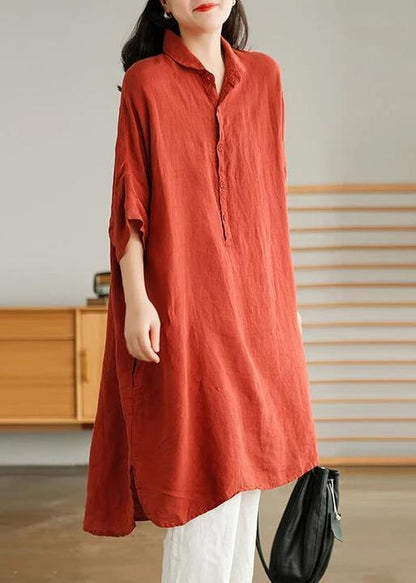 Jade Blue Flower Linen Linen Shirt Dress