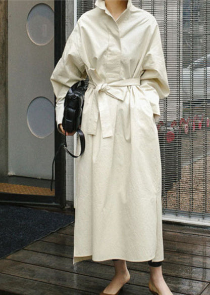 Apricot Loose Cotton Dress Cinched Spring