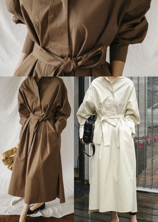 Apricot Loose Cotton Dress Cinched Spring