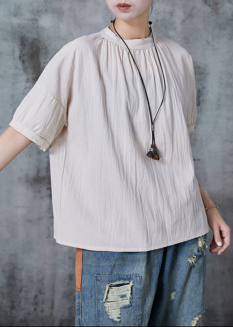 Apricot Stand Collar Linen Tank Summer