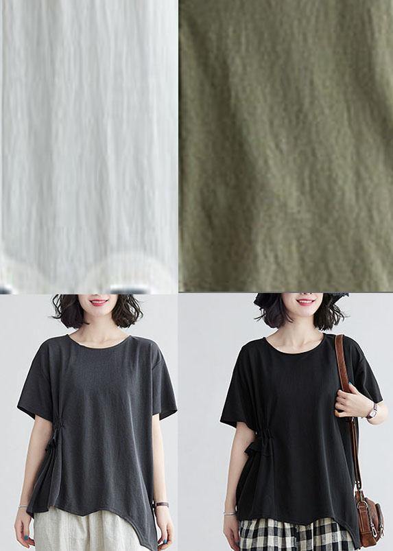Army Green O-neck Half Sleeve Cotton Tee Summer