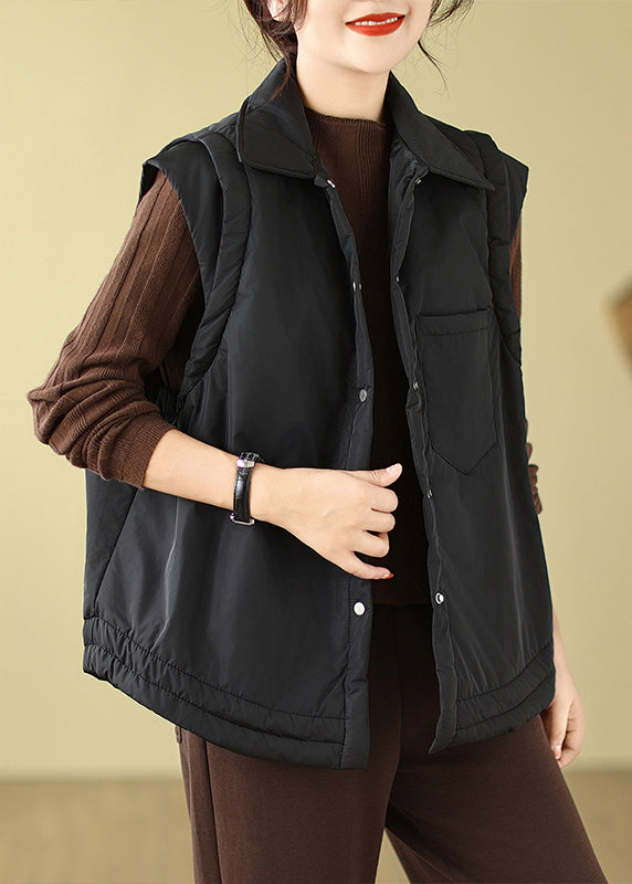 Army Green Peter Pan Collar Fine Cotton Filled Vest Sleeveless
