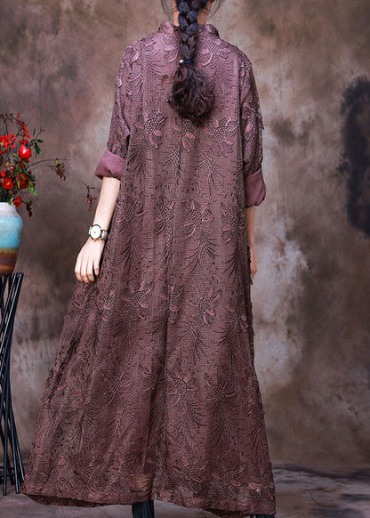 Art Chocolate Asymmetrical Lace Dress Spring
