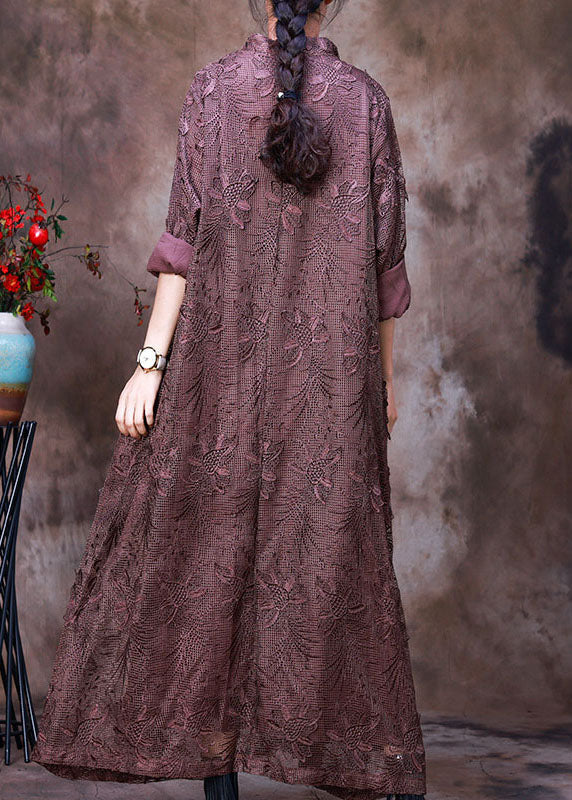 Art Chocolate Asymmetrical Lace Dress Spring