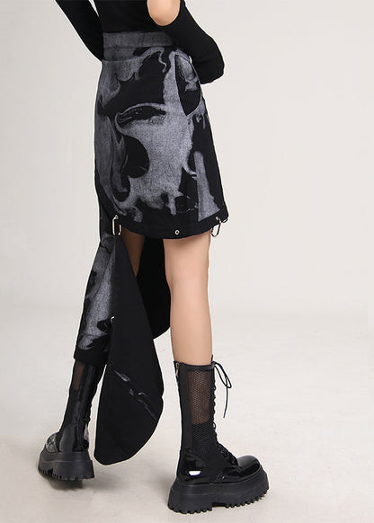 Asymmetrical Tie Dye Cotton Skirt Spring