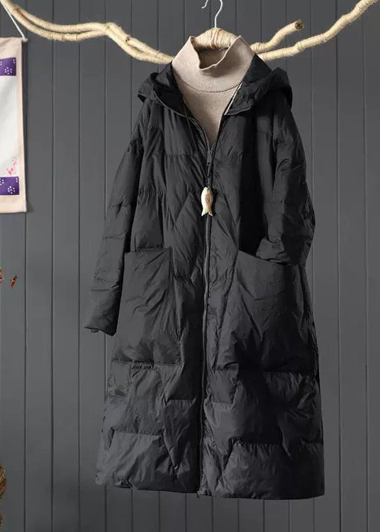 Beige Hooded Pockets Fine Cotton Filled Parkaer Winter