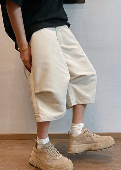 Beige Pockets High Waist Pants Summer