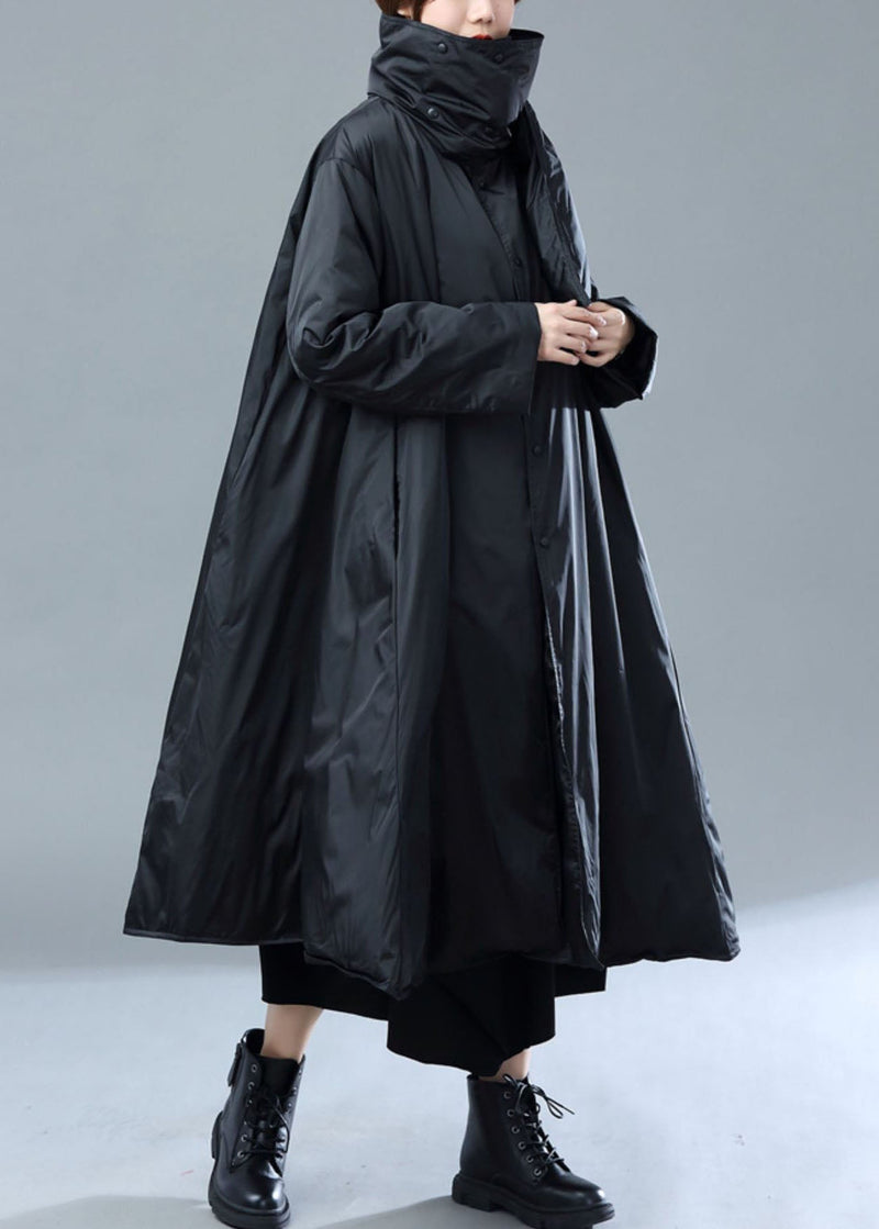Black Asymmetrical Scarf Duck Down Puffer Jacket Winter