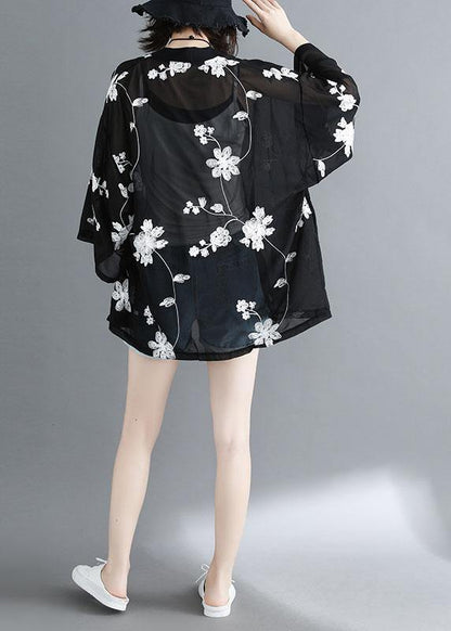 Black Bat Wing Sleeve Summer Long Sleeve Cardigans