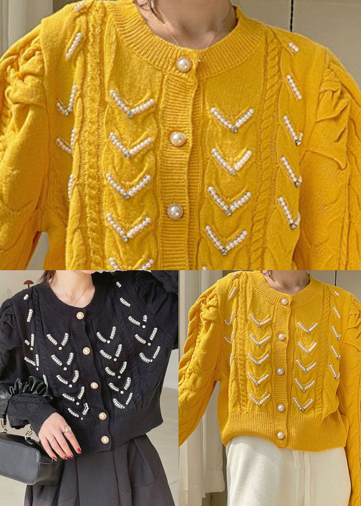 Black Button Knit Cardigan Spring