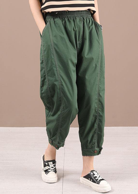 Black Elastic Waist Pockets Harem Pants