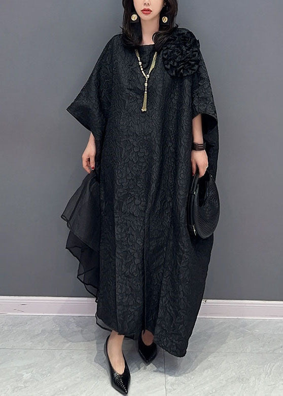 Black Tulle Patchwork Cotton Long Dresses Summer