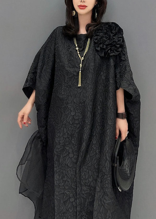 Black Tulle Patchwork Cotton Long Dresses Summer