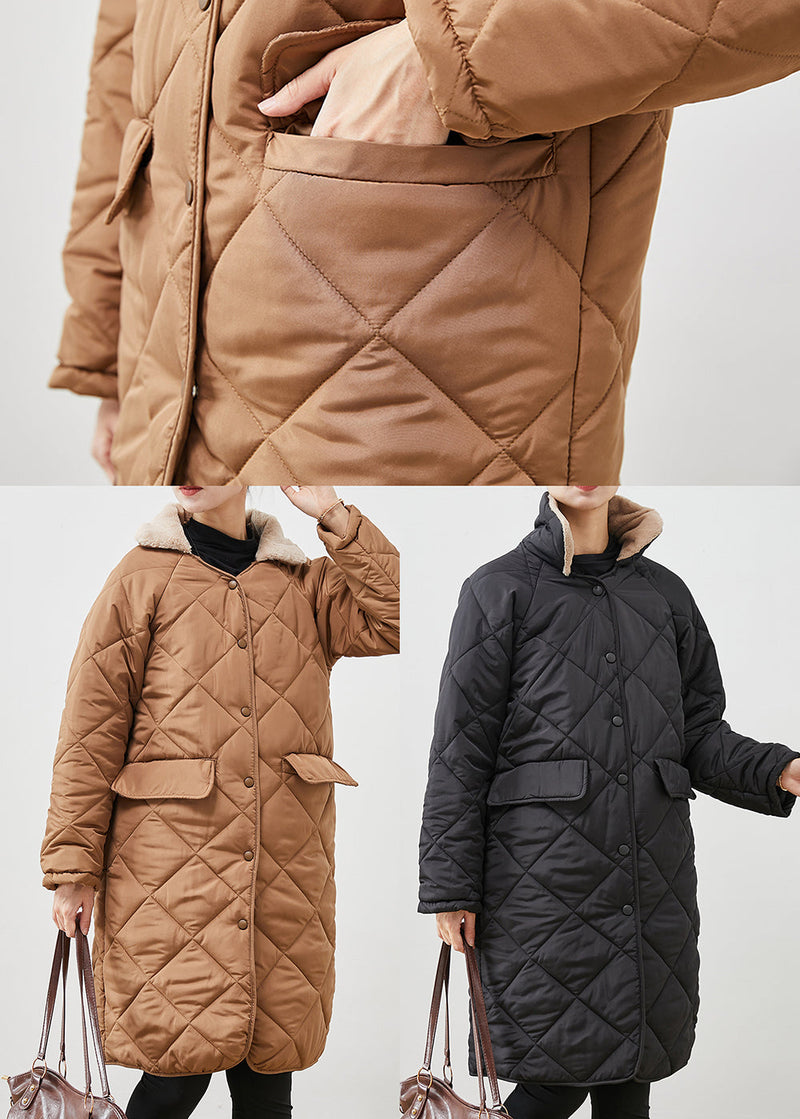 Black Fur Collar Pockets Thick Duck Down Jackets Winter