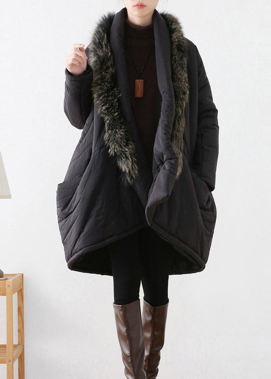 Black Fur Collar Warm Thick Parka Winter