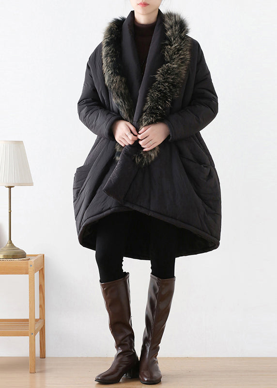 Black Fur Collar Warm Thick Parka Winter