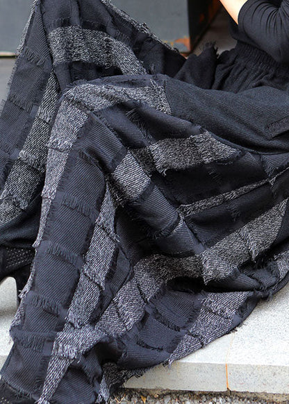 Black Grey Pockets Patchwork Winter Pants
