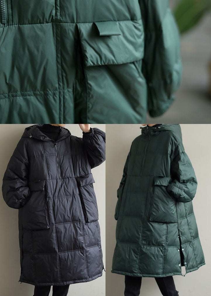 Black Hooded Fine Cotton Filled Winter Coat