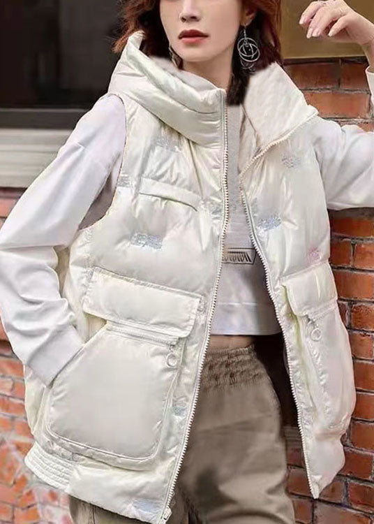 Black Loose Warm Sequins Winter Sleeveless Puffer Vest