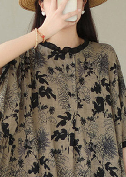 Black O-neck Print Top Half Sleeve
