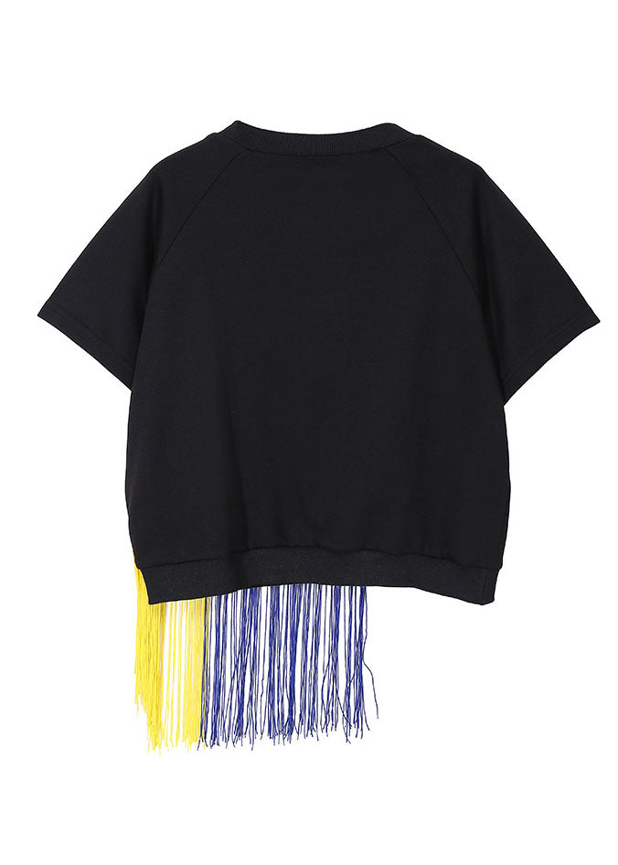 Black O-neck Tassel Tank Tops Spring