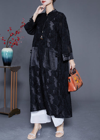 Black Oversized Hollow Out Lace Upf 50+ Trench Coats Summer
