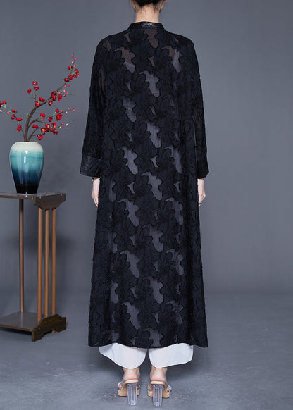 Black Oversized Hollow Out Lace Upf 50+ Trench Coats Summer
