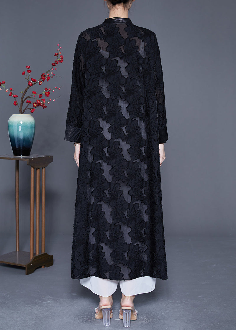 Black Oversized Hollow Out Lace Upf 50+ Trench Coats Summer